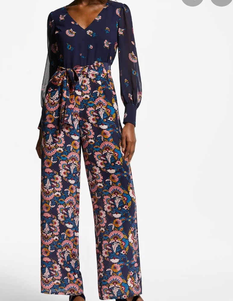 Boden Belgrave Jumpsuit - Navy Flourish Scatter